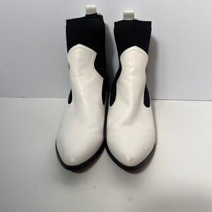 Altar'd State  Boots White‎ Black Western Sock Booties Pointed Toe Block Heel